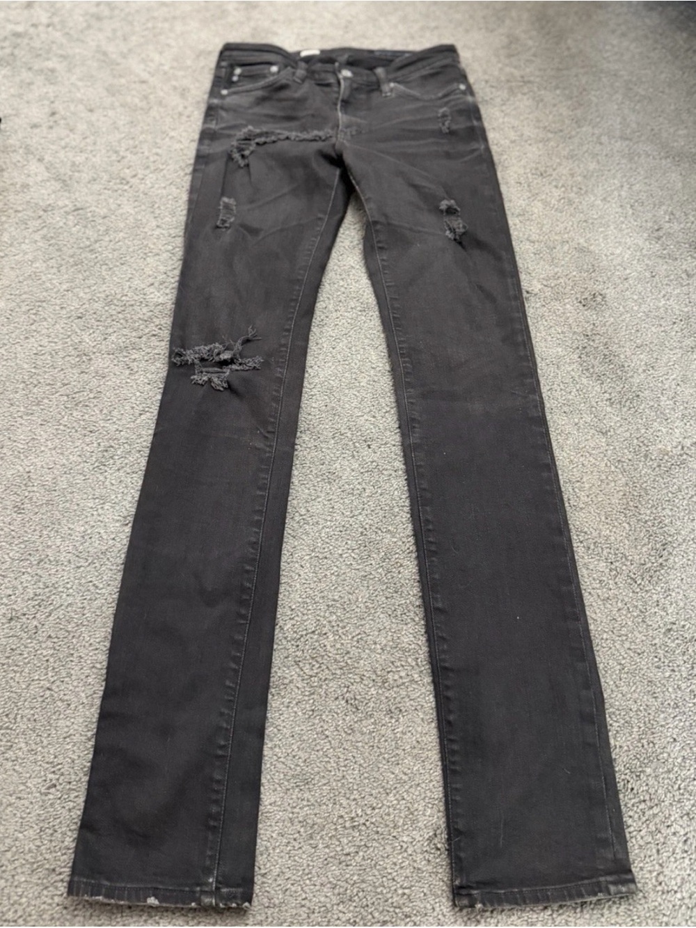 Adriano Goldschmeid AG Jeans Women size 26 Black Premiere Distressed Skinny Logo